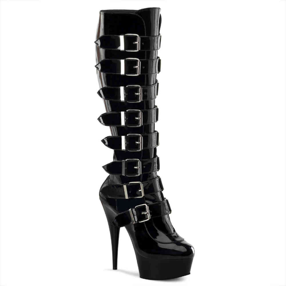 Pleaser - DELIGHT-2049 Kniehohe Stiefel - Schwarz